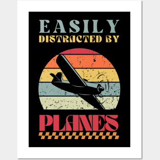 Easily Distracted by Planes - Retro Airplane Design Posters and Art